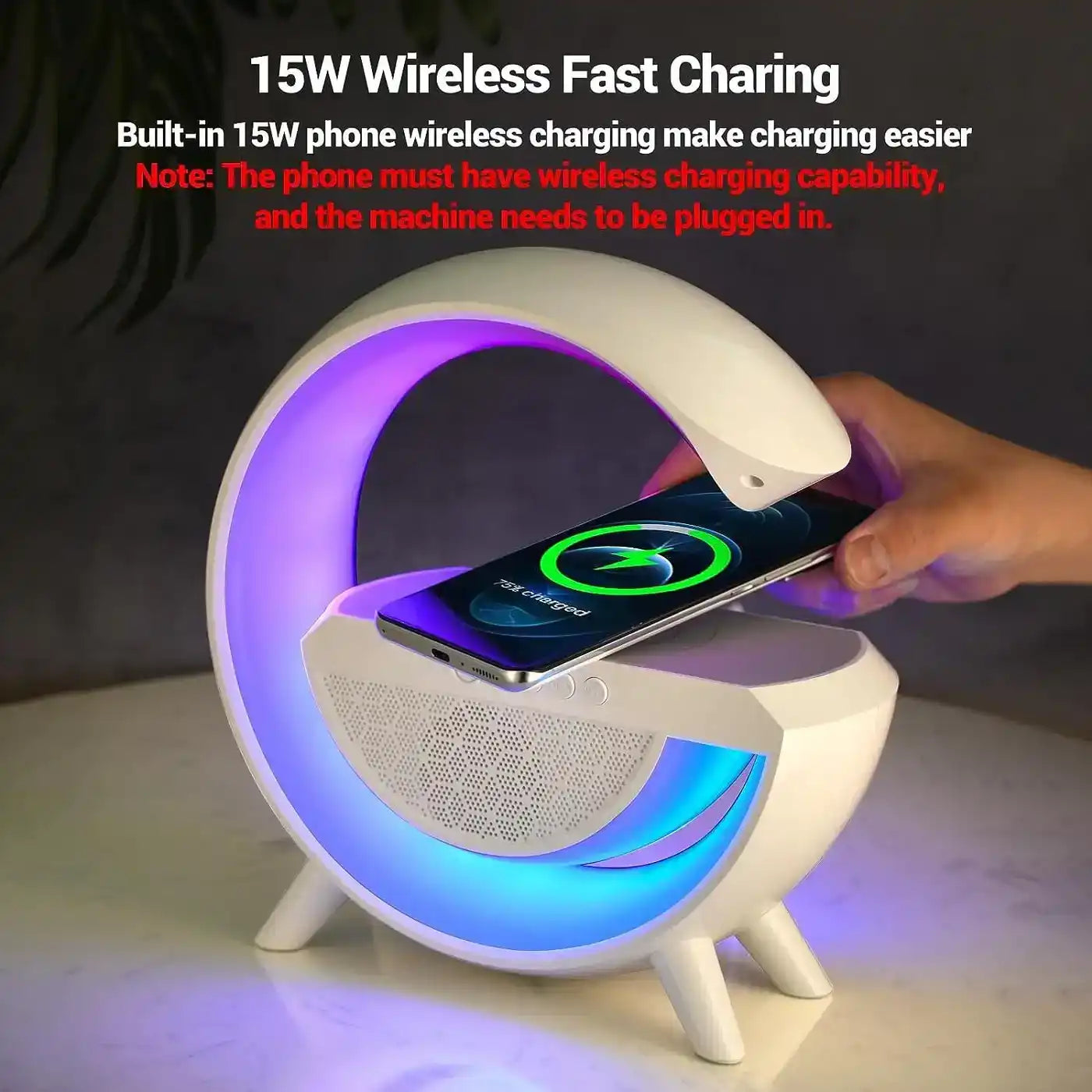 Glow-G™ Lamp- G-Shape LED Wireless Charging Speaker Lamp
