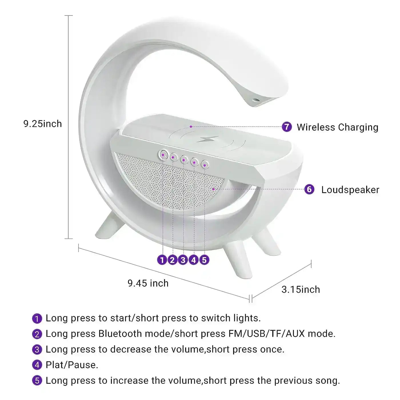 Glow-G™ Lamp- G-Shape LED Wireless Charging Speaker Lamp